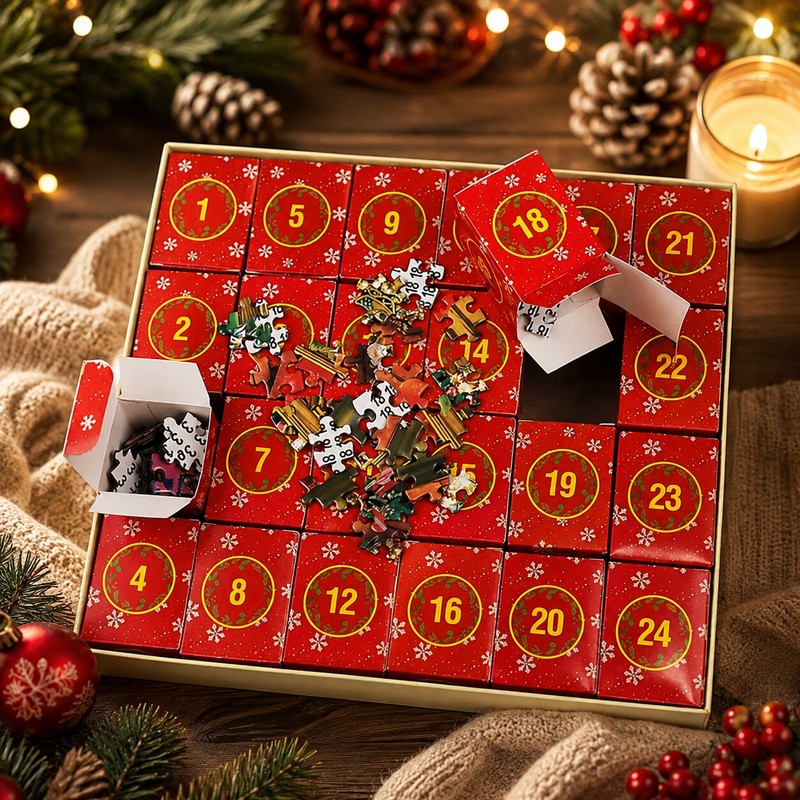 Calendario de Adviento de rompecabezas - Motivo navideño con 1008 piezas