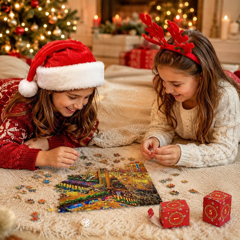 Calendario de Adviento de rompecabezas - Motivo navideño con 1008 piezas