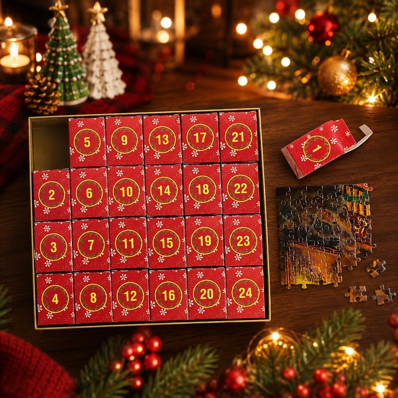Calendario de Adviento de rompecabezas - Motivo navideño con 1008 piezas