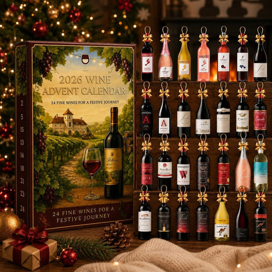 Calendario de Adviento del vino 2026 - caja de regalo con cuenta regresiva de 24 compartimentos