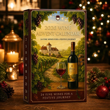 Calendario de Adviento del vino 2026 - caja de regalo con cuenta regresiva de 24 compartimentos